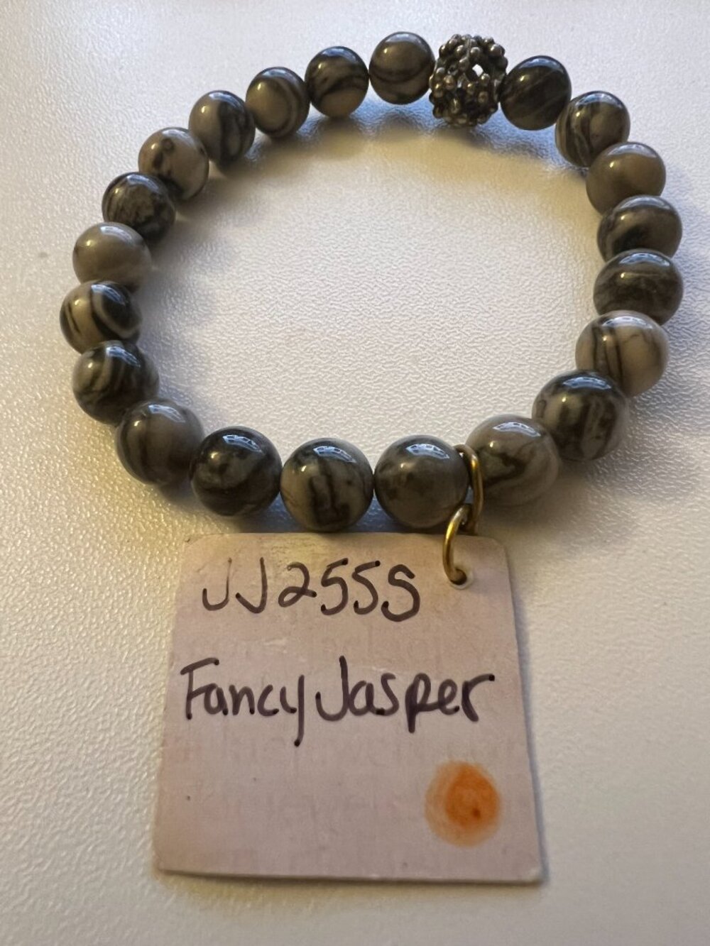 Jasper Beaded Bracelet with Metal Accent